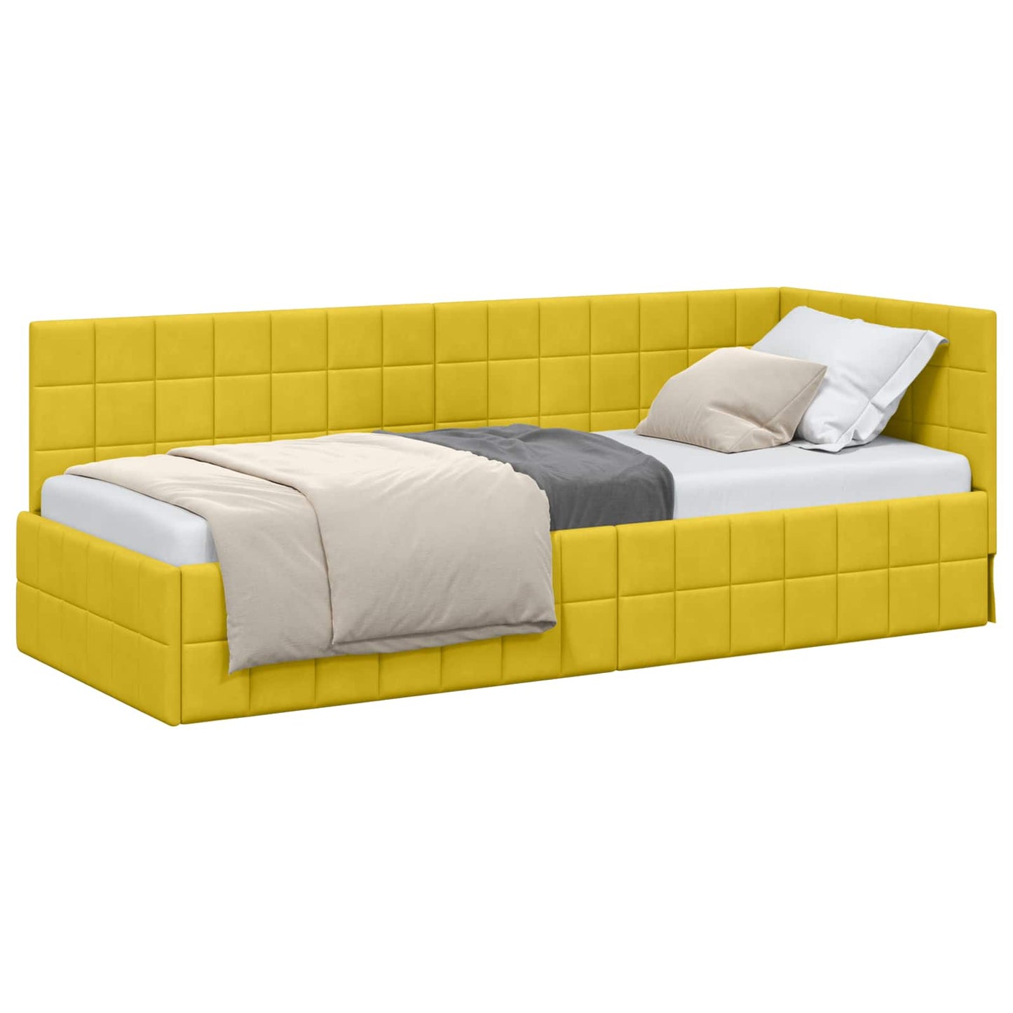 Cornice del letto ad angolo Giallo 80 cm x 200 cm Velluto