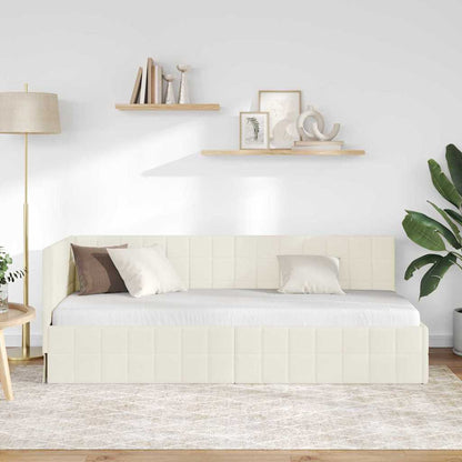 Cornice del letto ad angolo Crema 80 cm x 200 cm Velluto