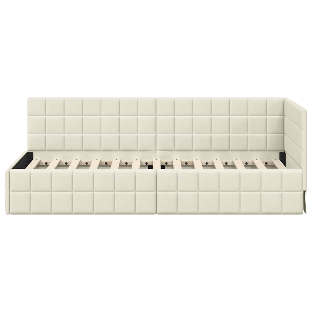 Cornice del letto ad angolo Crema 80 cm x 200 cm Velluto