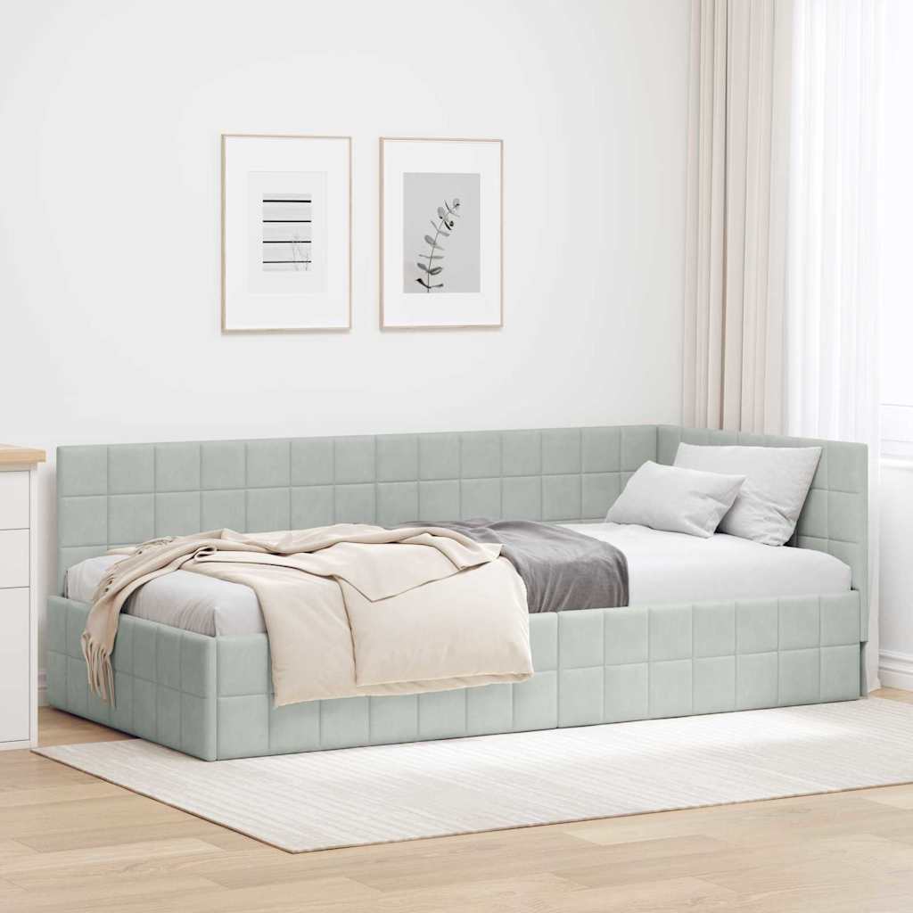 Cornice del letto ad angolo Grigio chiaro 90 cm x 190 cm