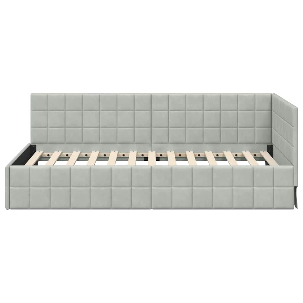 Cornice del letto ad angolo Grigio chiaro 90 cm x 190 cm