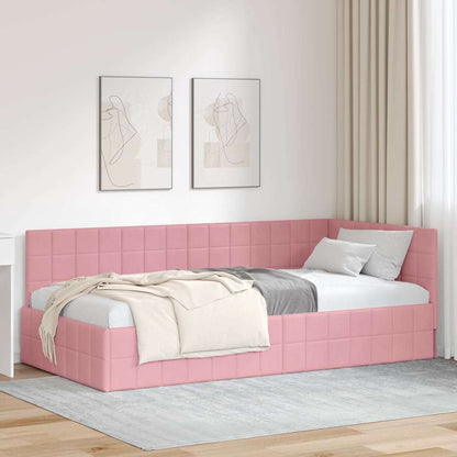 Cornice del letto ad angolo Rosa 90 cm x 190 cm Velluto
