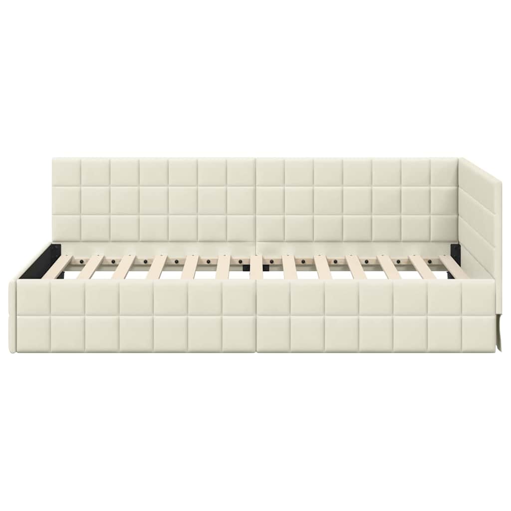 Cornice del letto ad angolo Crema 90 cm x 190 cm Velluto