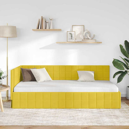 Cornice del letto ad angolo Giallo 90 cm x 200 cm Velluto