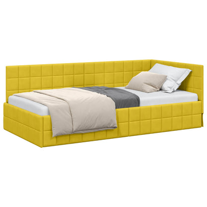 Cornice del letto ad angolo Giallo 90 cm x 200 cm Velluto