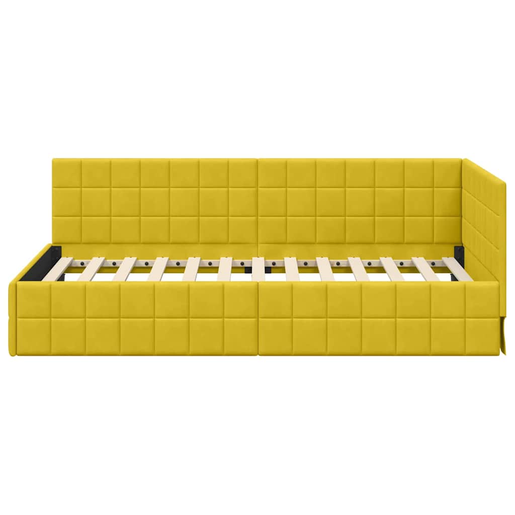 Cornice del letto ad angolo Giallo 90 cm x 200 cm Velluto