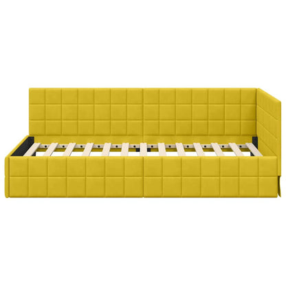 Cornice del letto ad angolo Giallo 90 cm x 200 cm Velluto