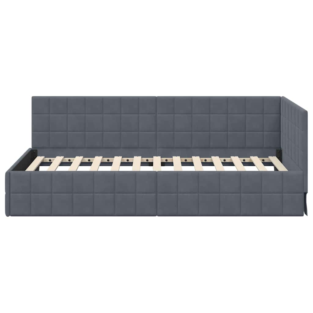 Cornice del letto ad angolo Grigio scuro 100 cm x 200 cm