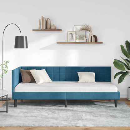 Cornice del letto ad angolo Blu 80 cm x 200 cm Velluto