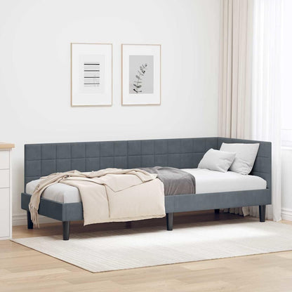 Cornice del letto ad angolo Grigio scuro 80 cm x 200 cm Velluto