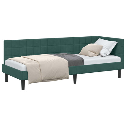 Cornice del letto ad angolo Verde Scuro 80 cm x 200 cm Velluto