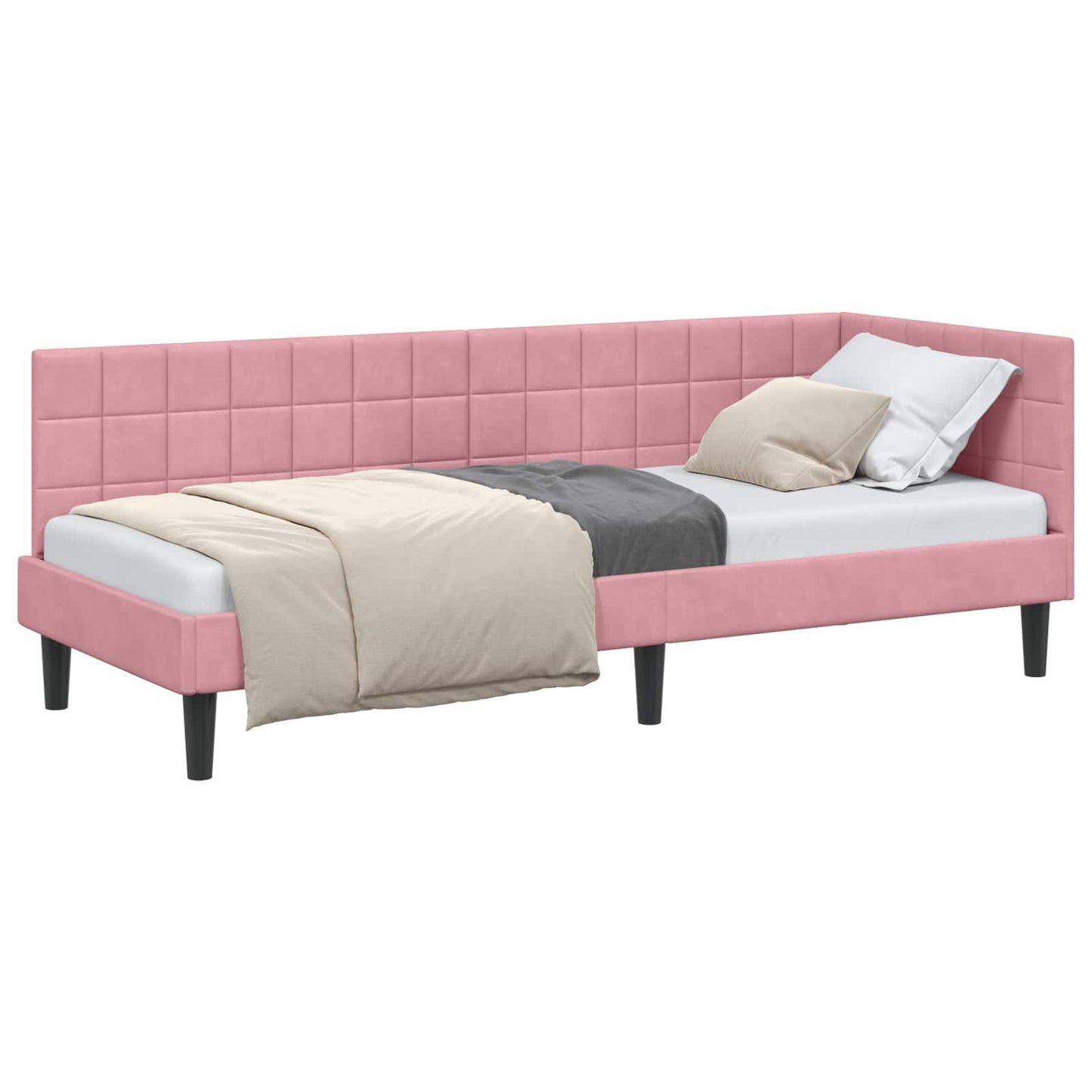 Cornice del letto ad angolo Rosa 80 cm x 200 cm Velluto
