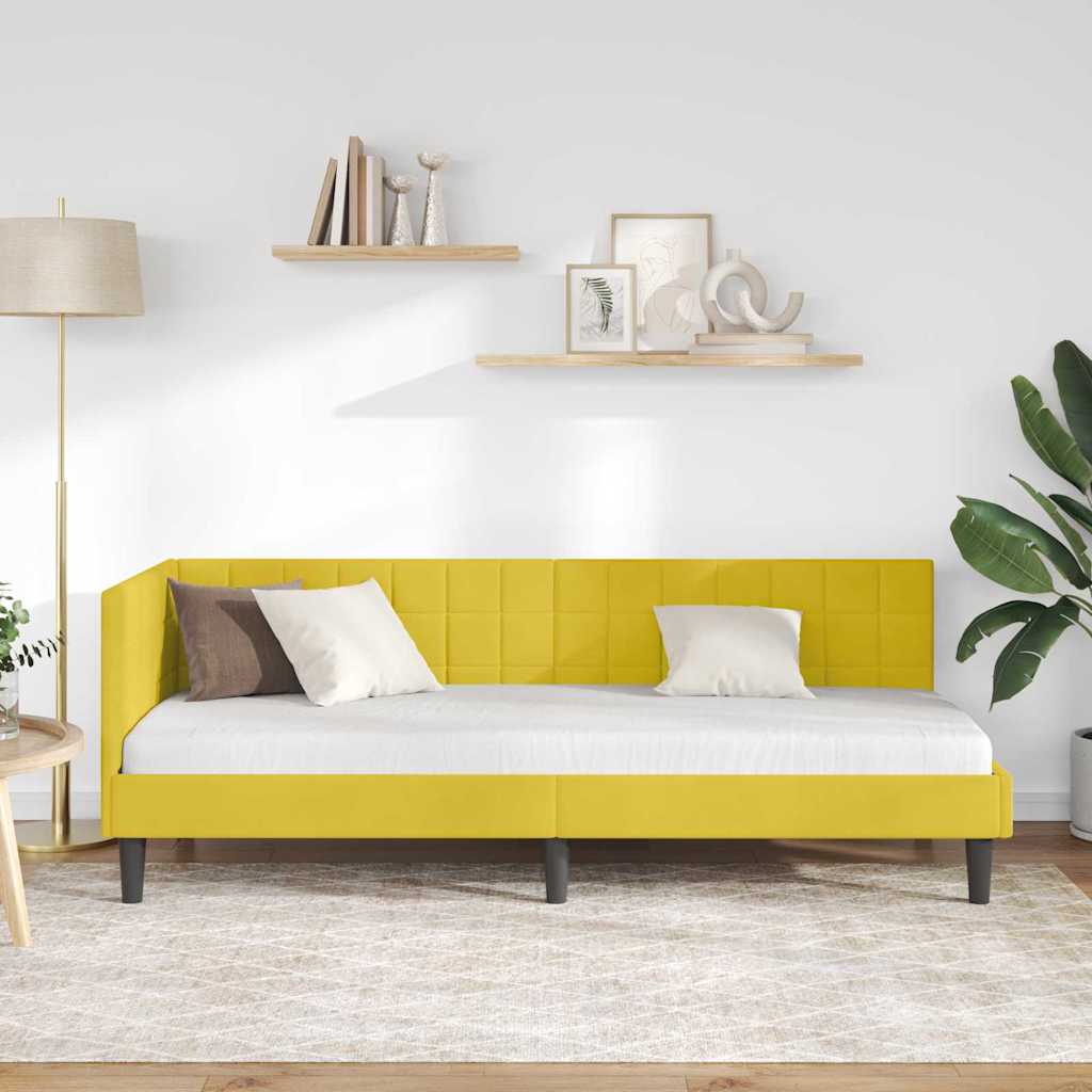 Cornice del letto ad angolo Giallo 80 cm x 200 cm Velluto