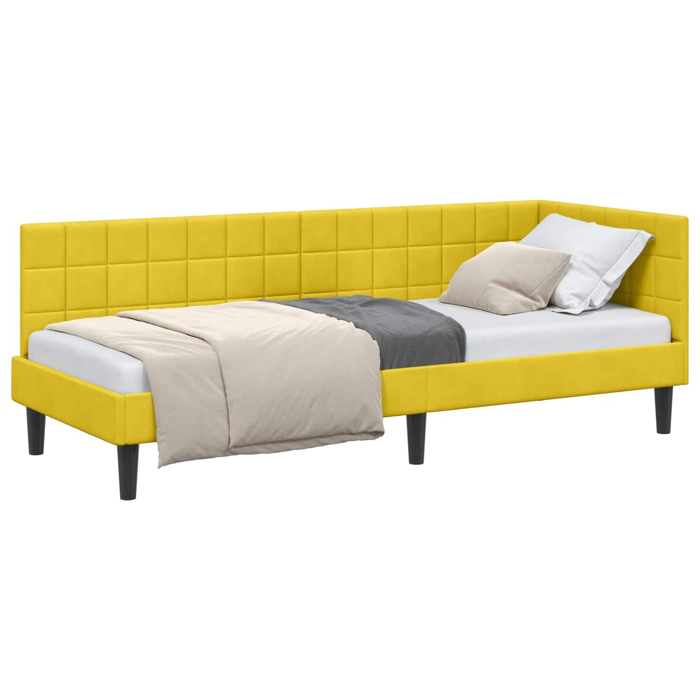 Cornice del letto ad angolo Giallo 80 cm x 200 cm Velluto