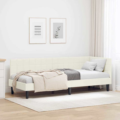 Cornice del letto ad angolo Crema 80 cm x 200 cm Velluto