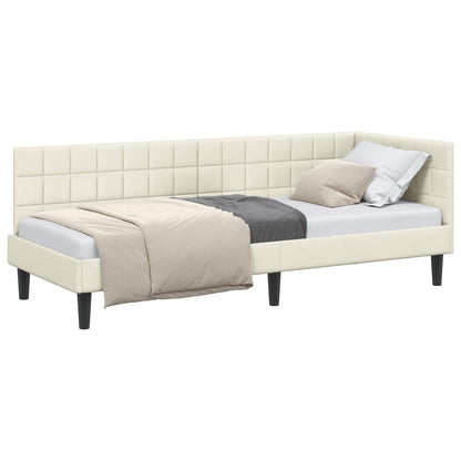 Cornice del letto ad angolo Crema 80 cm x 200 cm Velluto