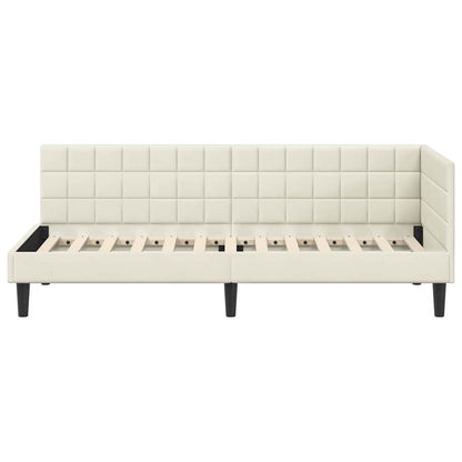 Cornice del letto ad angolo Crema 80 cm x 200 cm Velluto