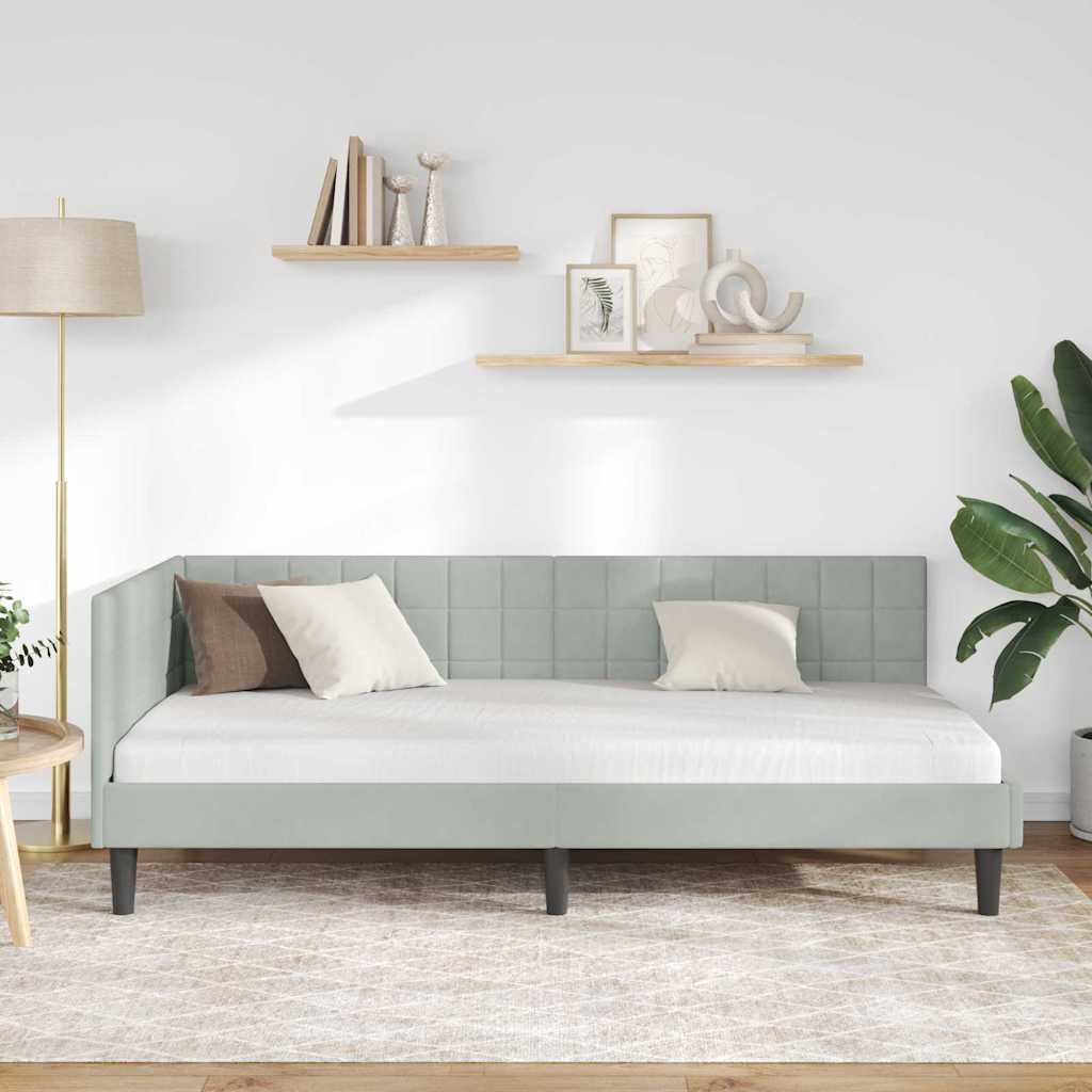 Cornice del letto ad angolo Grigio chiaro 90 cm x 190 cm