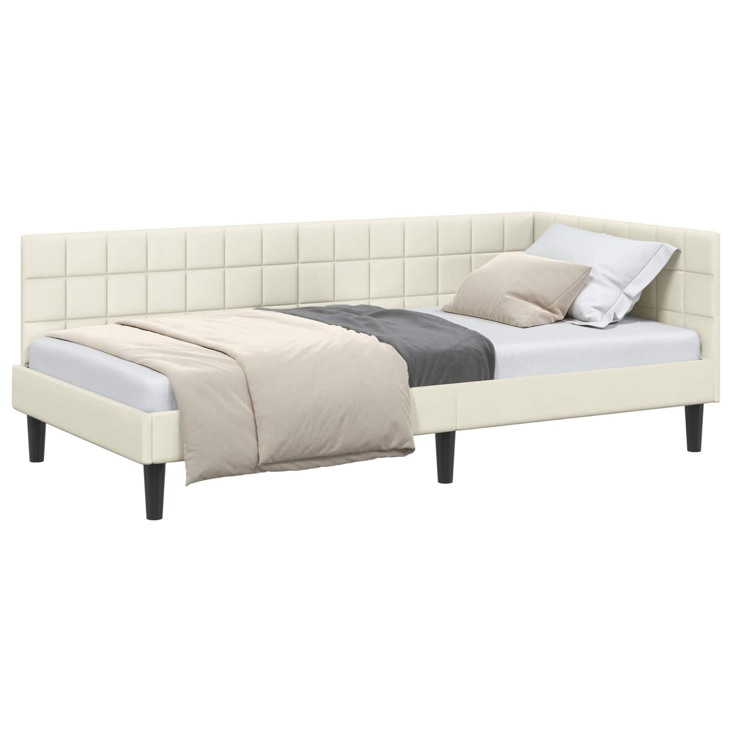 Cornice del letto ad angolo Crema 90 cm x 190 cm Velluto
