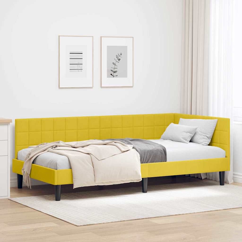Cornice del letto ad angolo Giallo 90 cm x 200 cm Velluto
