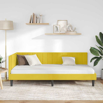 Cornice del letto ad angolo Giallo 90 cm x 200 cm Velluto