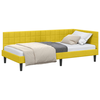 Cornice del letto ad angolo Giallo 90 cm x 200 cm Velluto