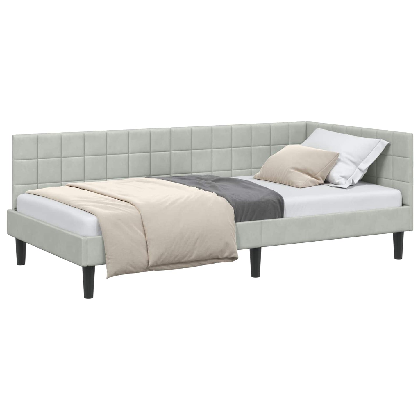 Cornice del letto ad angolo Grigio chiaro 100 cm x 200 cm