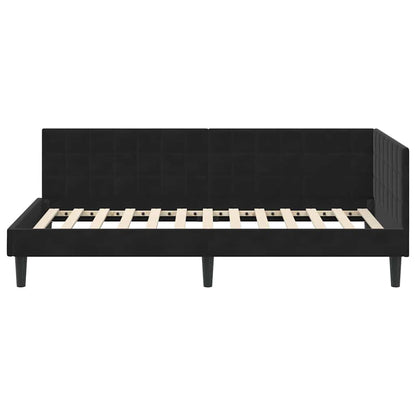 Cornice del letto ad angolo Nero 100 cm x 200 cm Velluto
