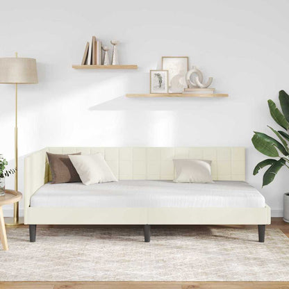 Cornice del letto ad angolo Crema 100 cm x 200 cm Velluto