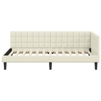 Cornice del letto ad angolo Crema 100 cm x 200 cm Velluto