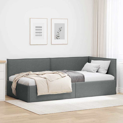 Cornice del letto ad angolo Grigio scuro 80 x 200 cm Tessuto