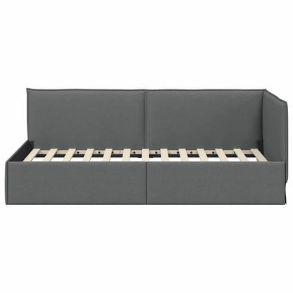 Cornice del letto ad angolo Grigio scuro 80 x 200 cm Tessuto
