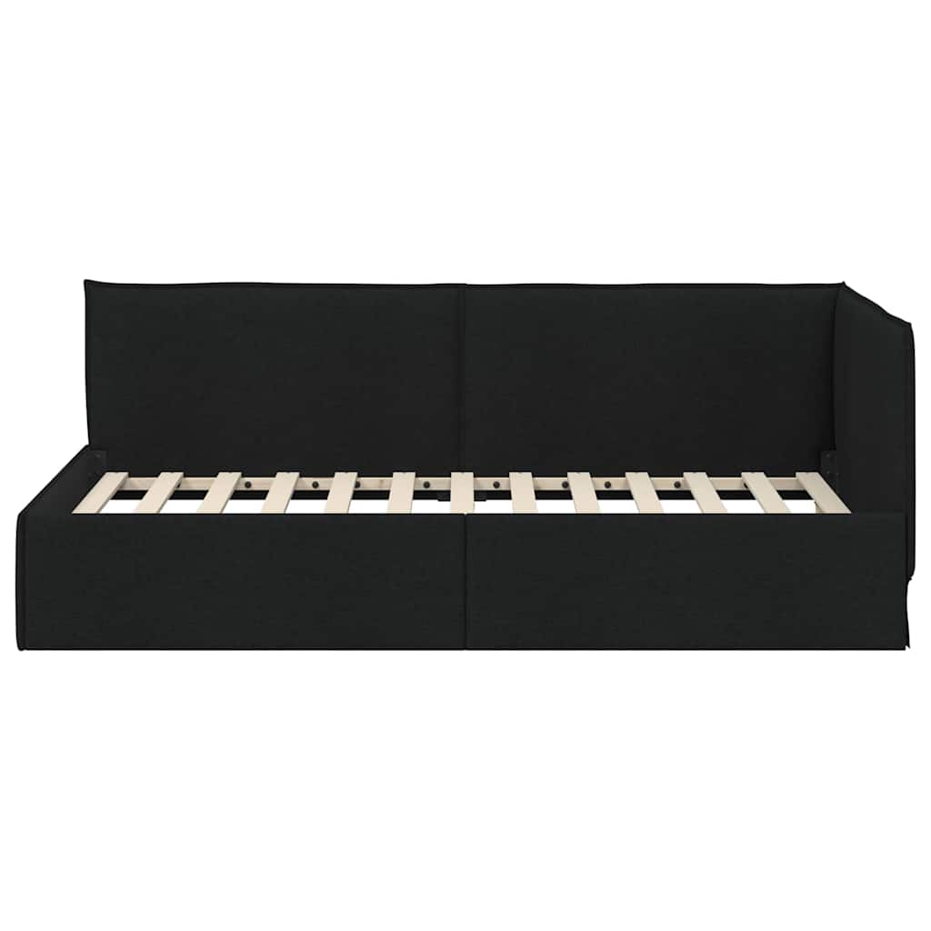 Cornice del letto ad angolo Nero 80 x 200 cm Tessuto