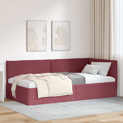 Cornice del letto ad angolo Rosso Vino 80 x 200 cm Tessuto