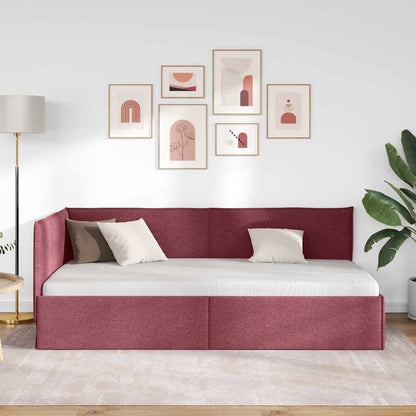 Cornice del letto ad angolo Rosso Vino 80 x 200 cm Tessuto