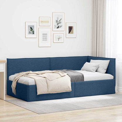 Cornice del letto ad angolo Blu 80 x 200 cm Tessuto