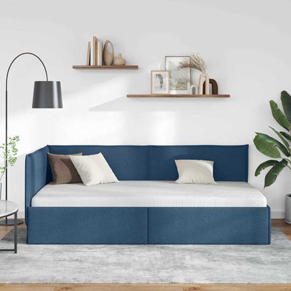 Cornice del letto ad angolo Blu 80 x 200 cm Tessuto