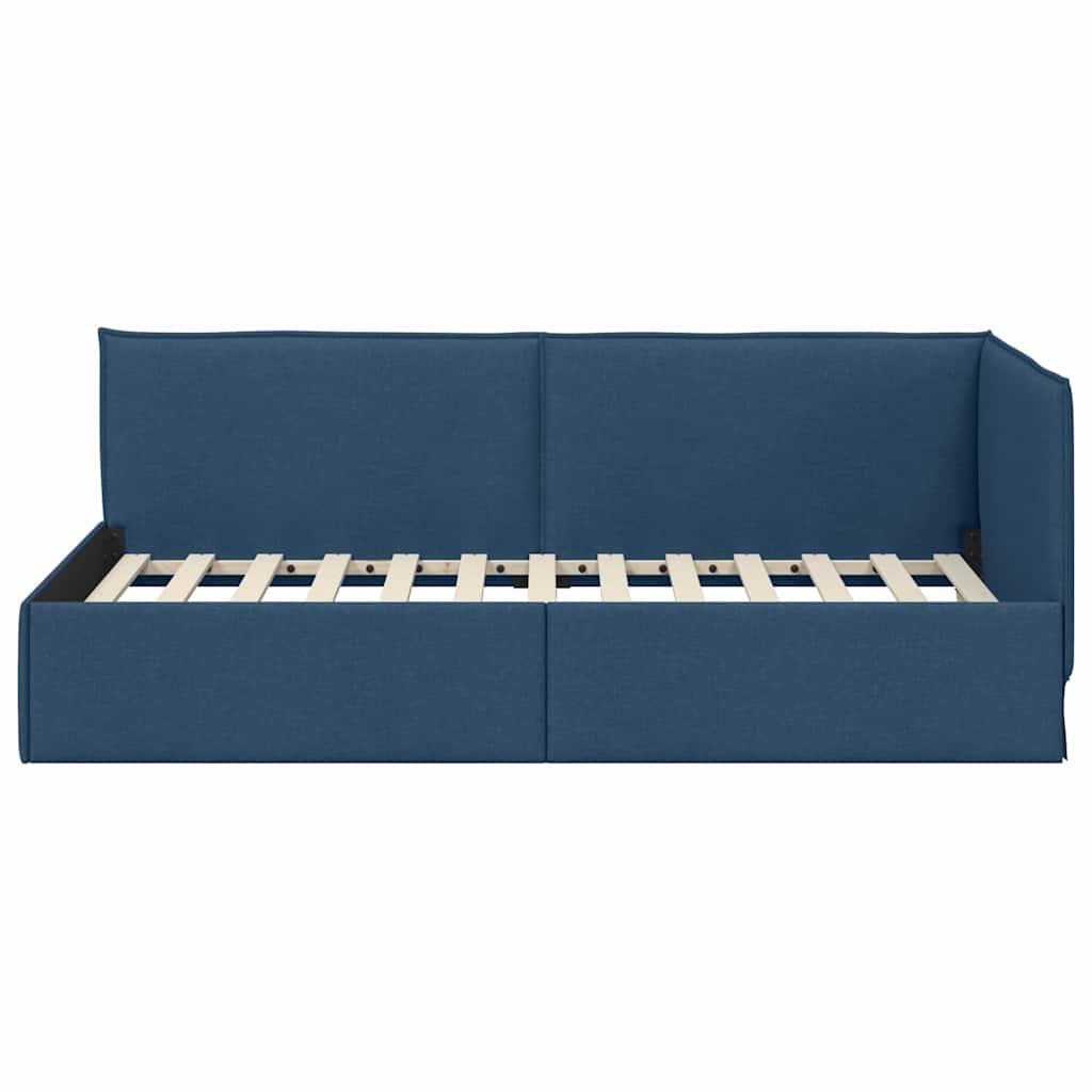 Cornice del letto ad angolo Blu 80 x 200 cm Tessuto