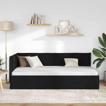 Cornice del letto ad angolo Nero 90 x 190 cm Tessuto