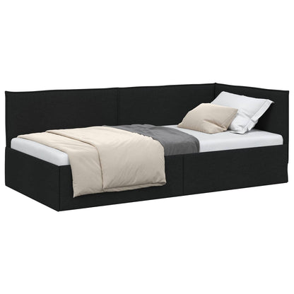 Cornice del letto ad angolo Nero 90 x 200 cm Tessuto