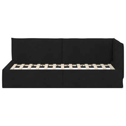 Cornice del letto ad angolo Nero 90 x 200 cm Tessuto