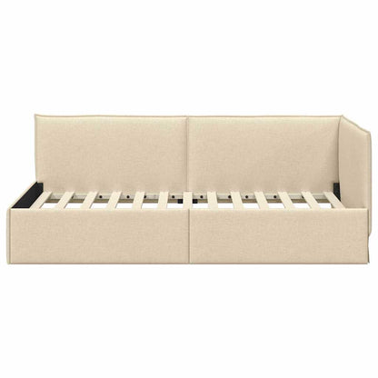 Cornice del letto ad angolo Crema 90 x 200 cm Tessuto