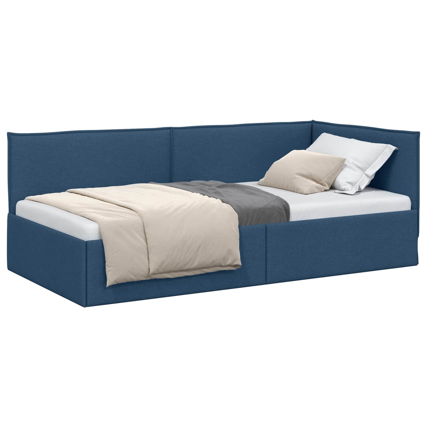 Cornice del letto ad angolo Blu 90 x 200 cm Tessuto