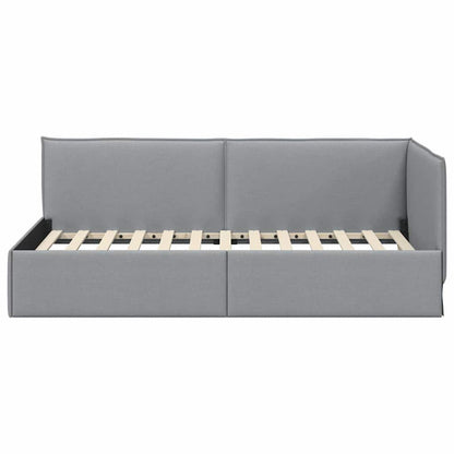 Cornice del letto ad angolo Grigio chiaro 100 x 200 cm Tessuto