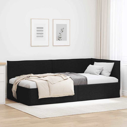 Cornice del letto ad angolo Nero 100 x 200 cm Tessuto