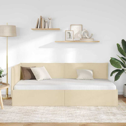 Cornice del letto ad angolo Crema 100 x 200 cm Tessuto