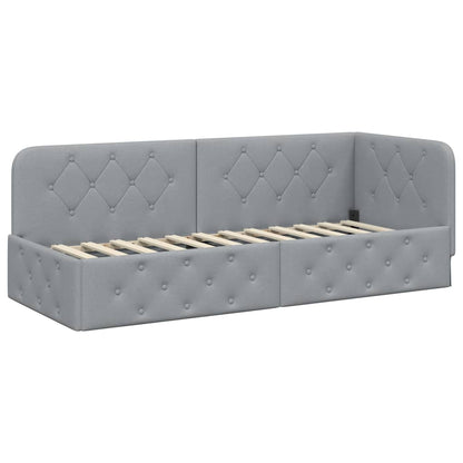 Cornice del letto ad angolo Grigio chiaro 80 x 200 cm Tessuto