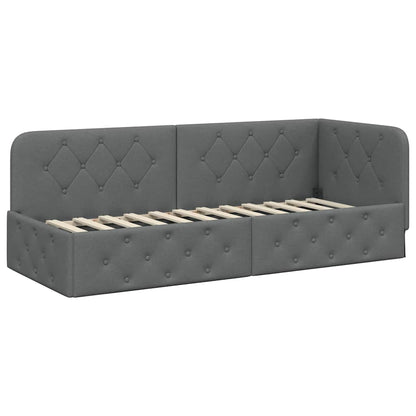 Cornice del letto ad angolo Grigio scuro 80 x 200 cm Tessuto