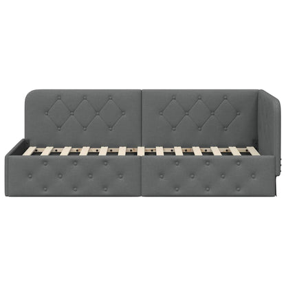 Cornice del letto ad angolo Grigio scuro 80 x 200 cm Tessuto