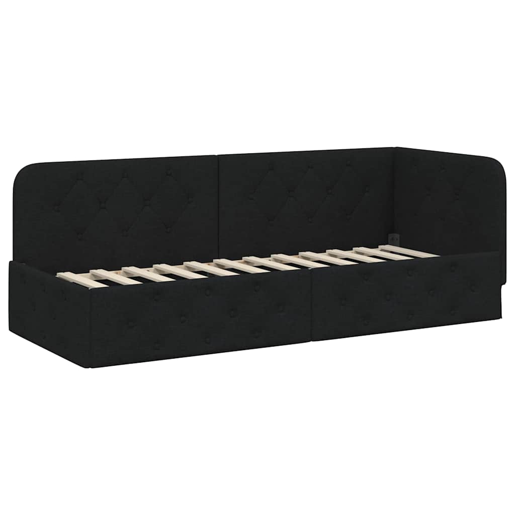 Cornice del letto ad angolo Nero 80 x 200 cm Tessuto